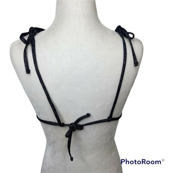 Onia Avery Bikini Top Black Metallic Size Medium - Picture 3 of 11